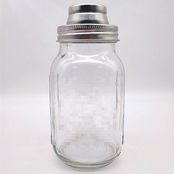 16OZ 480ML Glass Mason Jar with Airtight Stainless Steel Cocktail Spice Shaker Lid