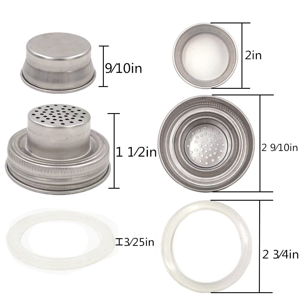 16OZ 480ML Glass Mason Jar with Airtight Stainless Steel Cocktail Spice Shaker Lid