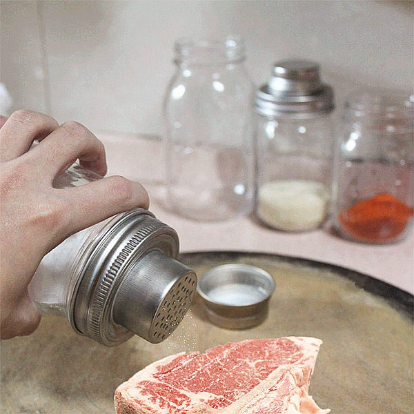 16OZ 480ML Glass Mason Jar with Airtight Stainless Steel Cocktail Spice Shaker Lid