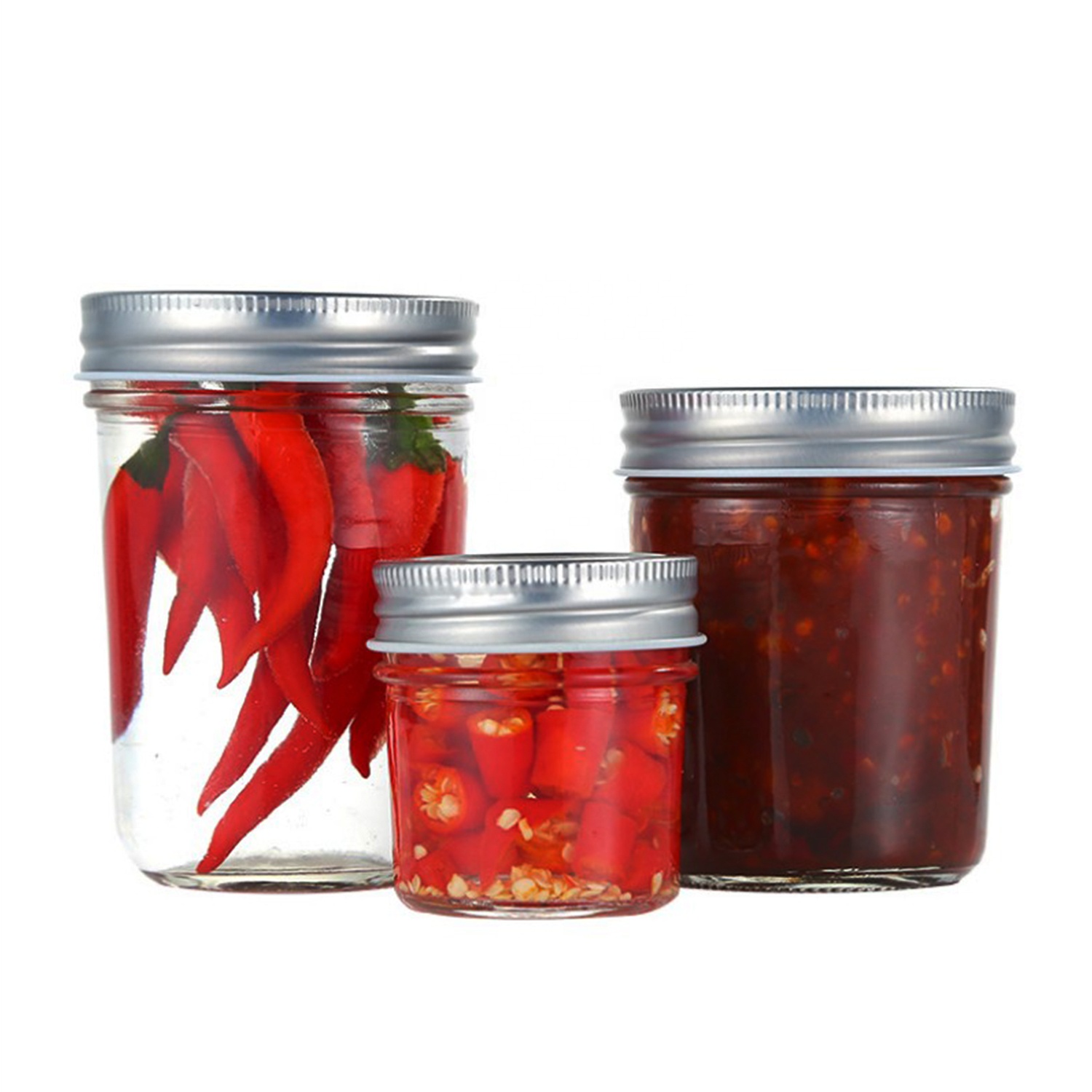 16OZ empty glass mason jar with canning lids wide mouth drink for fruit food jam jelly canned