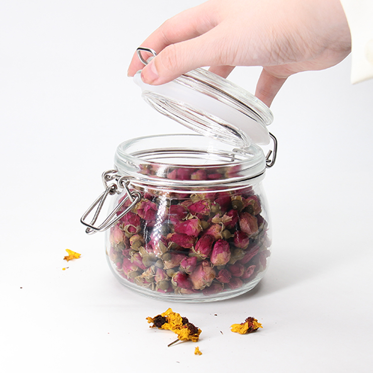 16Oz Glass Jars With Airtight Lids And Leak Proof Rubber Gasket Wide Mouth Mason Jars With Hinged Lids For Kitchen