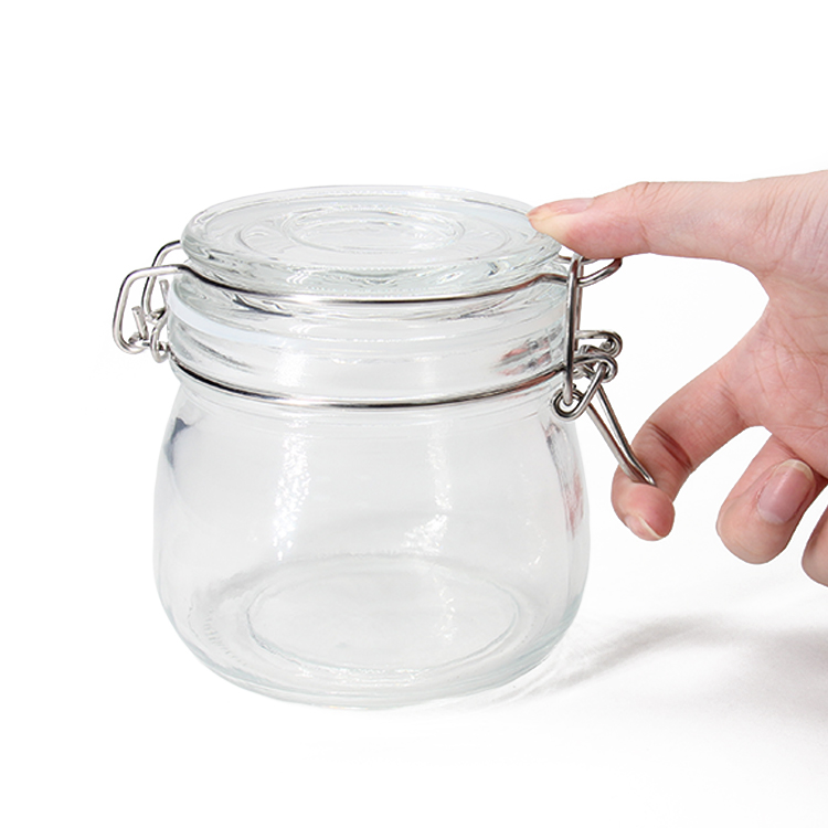 16Oz Glass Jars With Airtight Lids And Leak Proof Rubber Gasket Wide Mouth Mason Jars With Hinged Lids For Kitchen