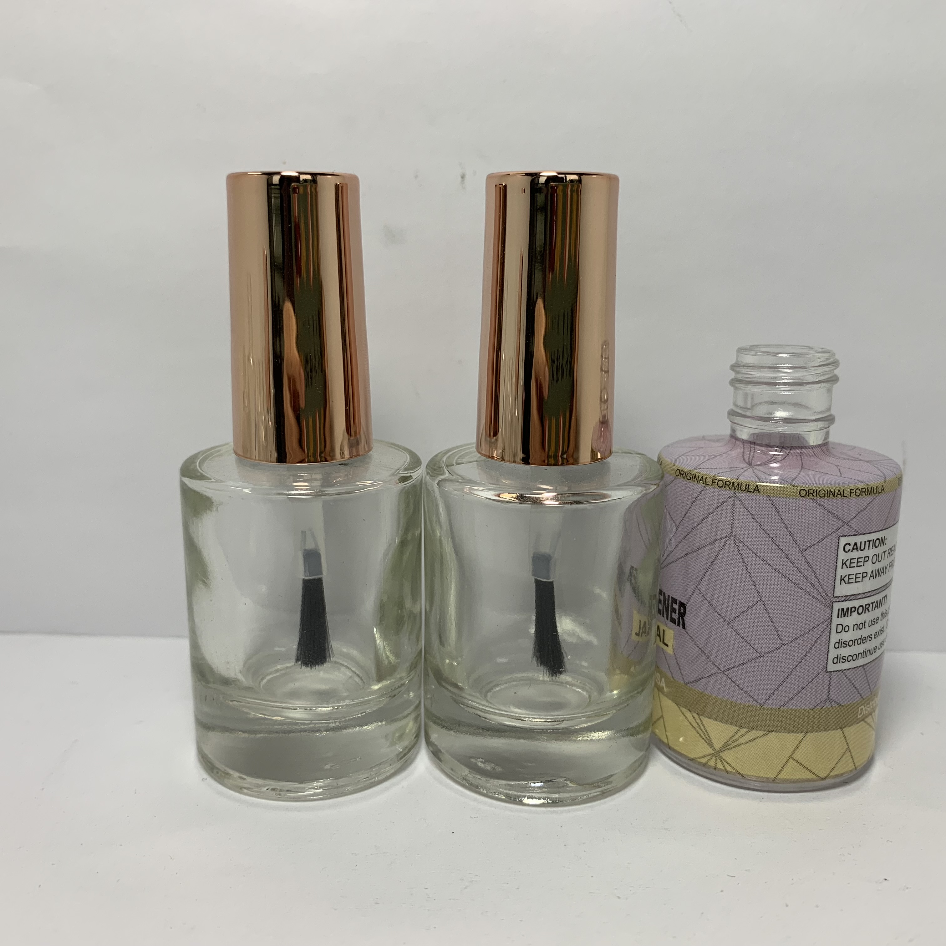 16ml Cylindrical Nail Polish Glass Bottle with Gold Brush