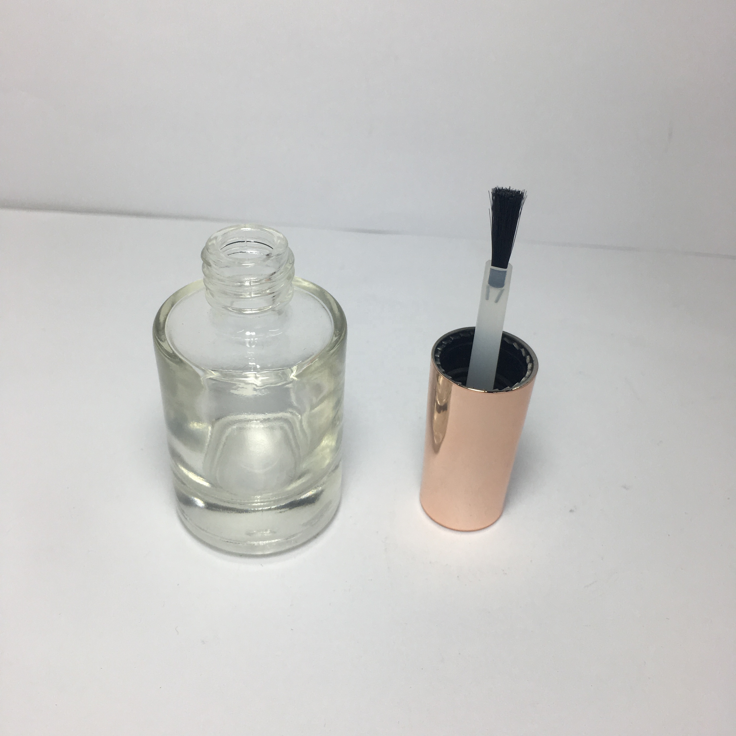 16ml round glass nail polish bottle with gold cap and brush