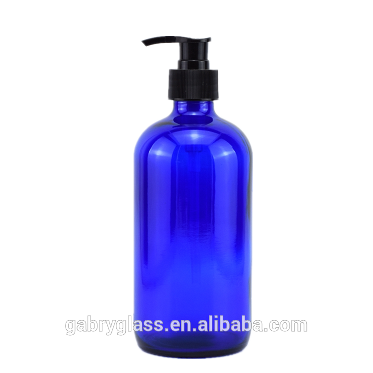 16ounce Amber Boston Round Bottle Dispenser With Pump for Essential Oil Lotion Soap