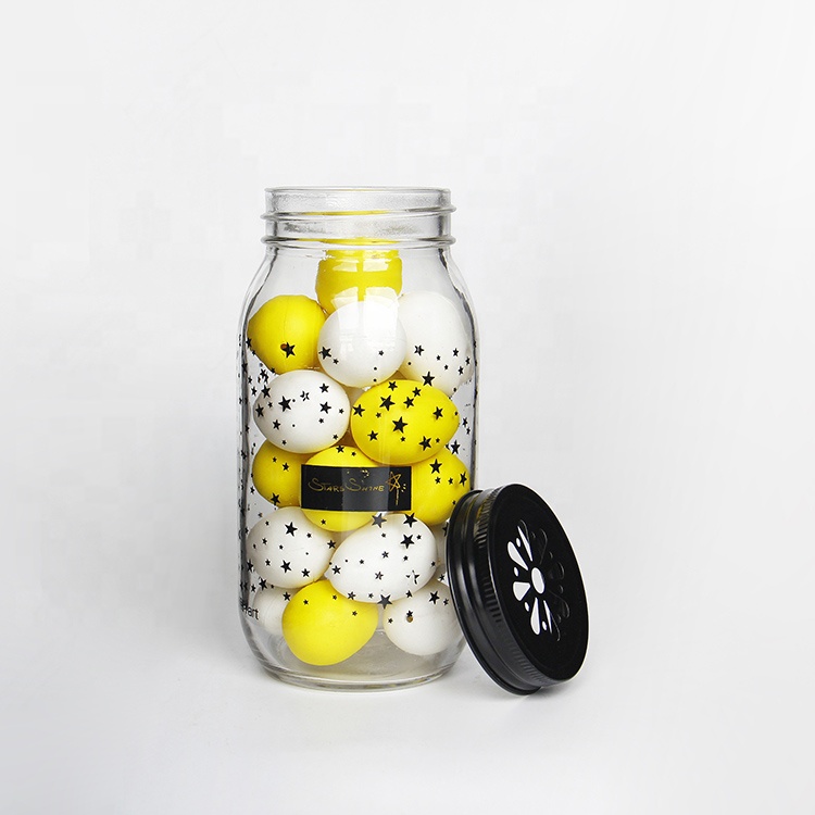 16oz 24oz Empty Clear Glass Mason Jar Candy Nuts Storage Glass Jar with Lids for Canning