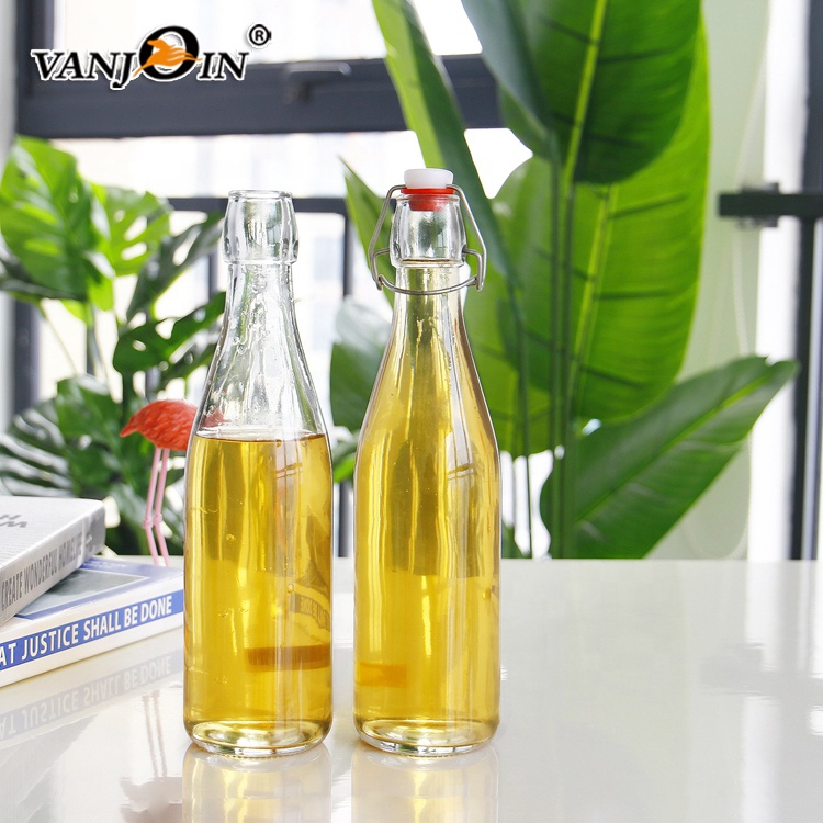 16oz 32oz Glass Beverage Drinking Bottle 500ml 1000ml Glass Bottle With Swing Top