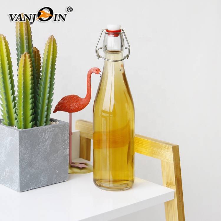 16oz 32oz Glass Beverage Drinking Bottle 500ml 1000ml Glass Bottle With Swing Top