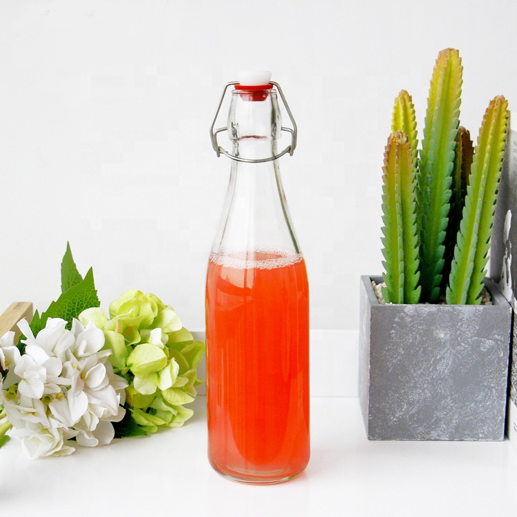 16oz 32oz Glass Beverage Drinking Bottle 500ml 1000ml Glass Bottle With Swing Top