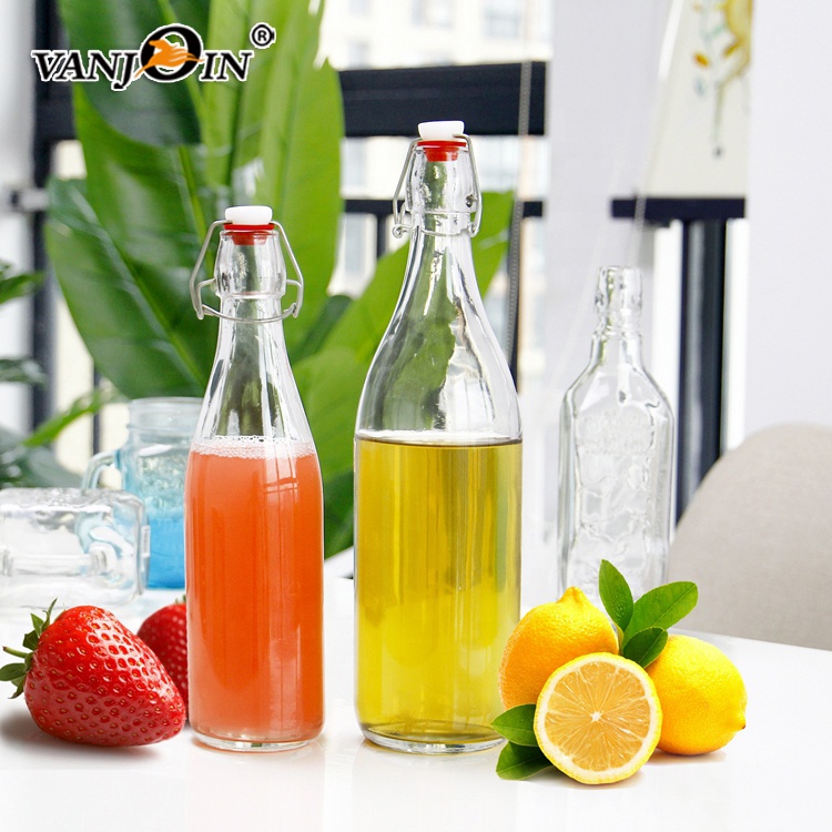 16oz 32oz Glass Beverage Drinking Bottle 500ml 1000ml Glass Bottle With Swing Top