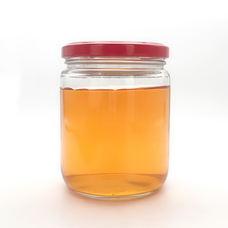 16oz 450ml round clear straight side wide mouth glass jar with metal lid