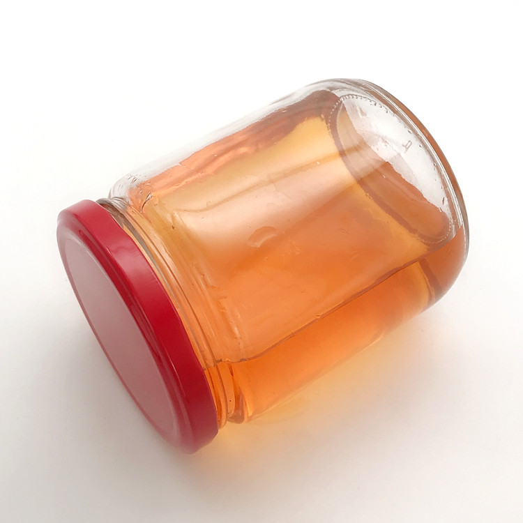 16oz 450ml round clear straight side wide mouth glass jar with metal lid