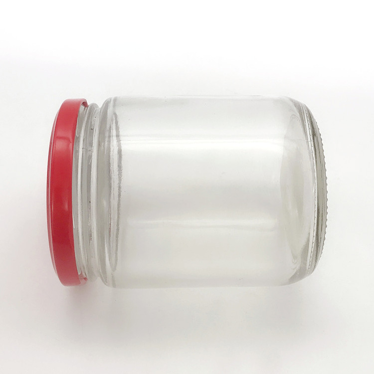 16oz 450ml round clear straight side wide mouth glass jar with metal lid