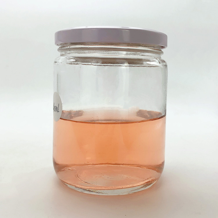 16oz 450ml round clear straight side wide mouth glass jar with metal lid