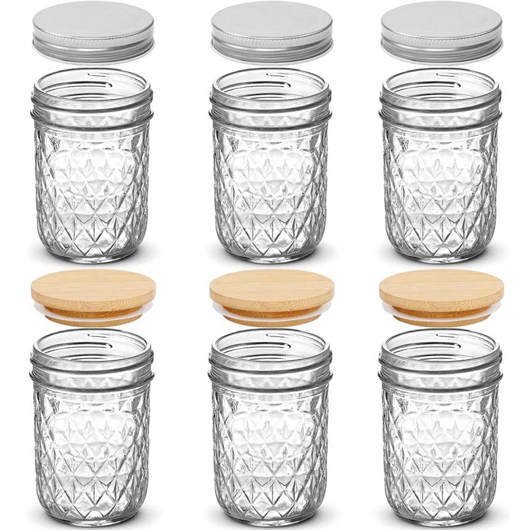16oz 480ml Luxury Mason Glass Jar Storage Food with Metal Bamboo Lid