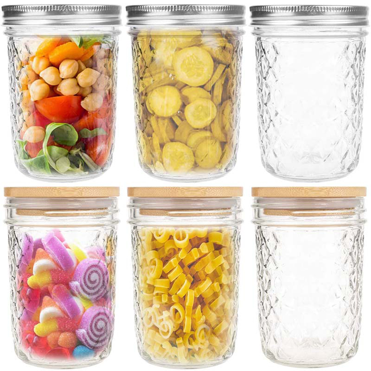 16oz 480ml Luxury Mason Glass Jar Storage Food with Metal Bamboo Lid
