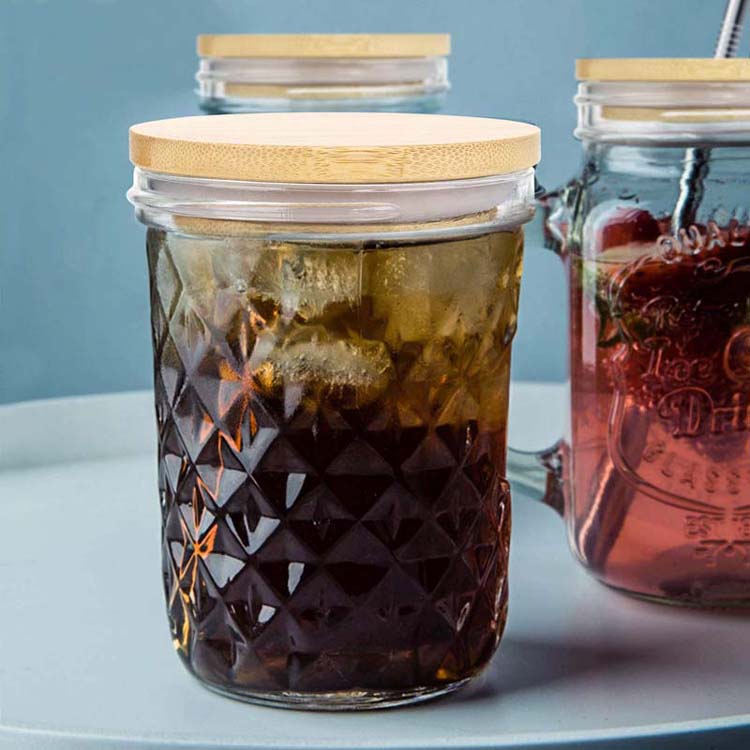 16oz 480ml Luxury Mason Glass Jar Storage Food with Metal Bamboo Lid
