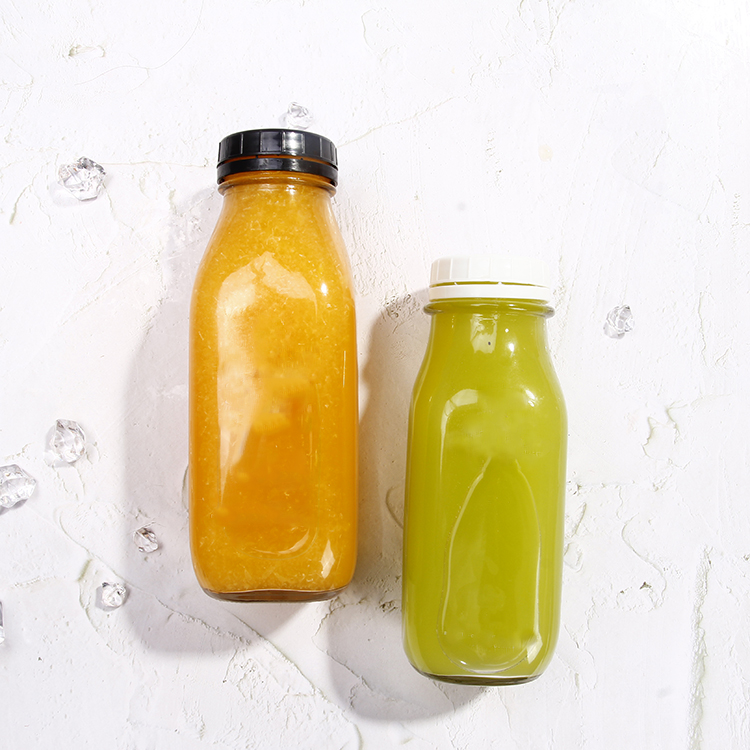 16oz 500ml 1000ml french square yogurt milk beverage glass bottle with tamper evident lid