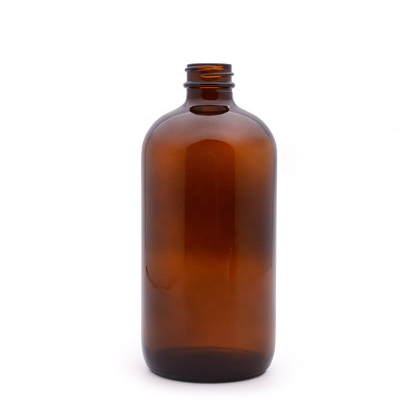 16oz 500ml Amber Boston Round Glass Bottle with cap