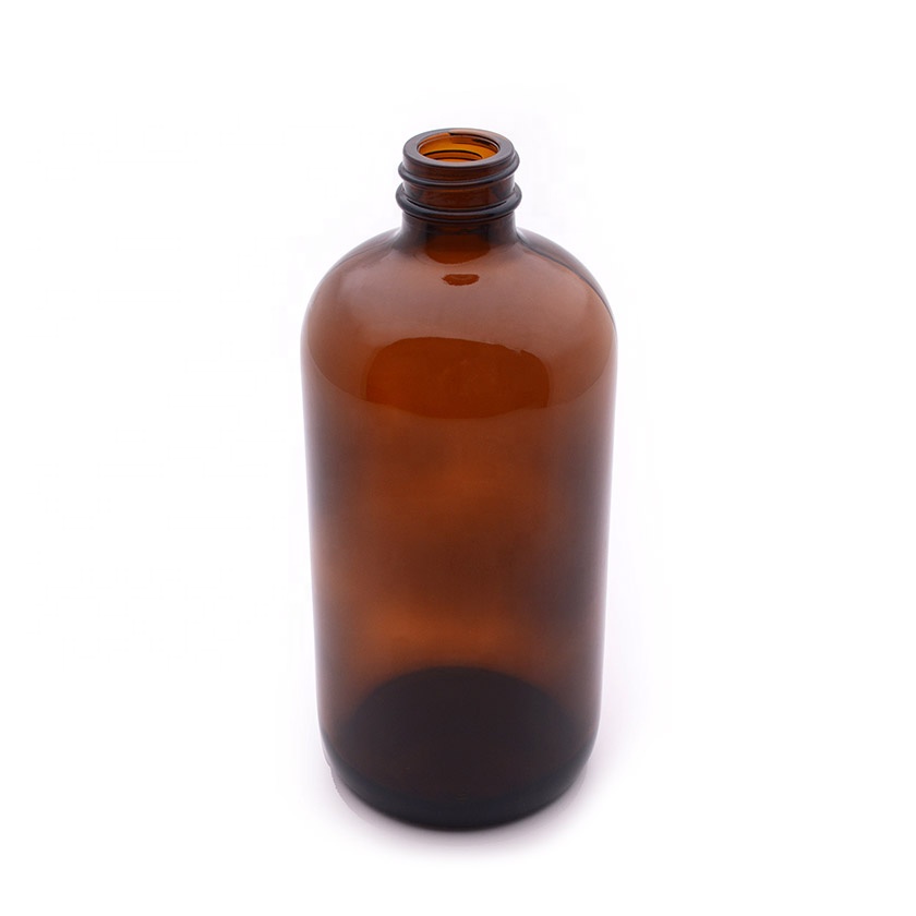 16oz 500ml Amber Boston Round Glass Bottle with cap