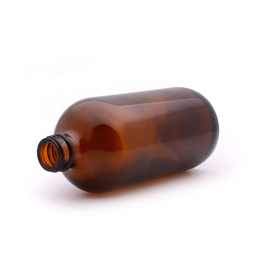 16oz 500ml Amber Boston Round Glass Bottle with cap