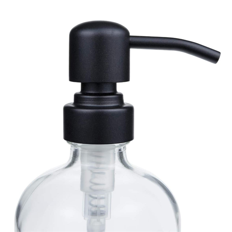 16oz 500ml Big boston round amber glass bottles with stainless steel pump