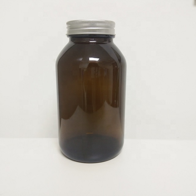 16oz 500ml Brown Amber Medicine Glass Capule Bottle with Silver Aluminum Cap