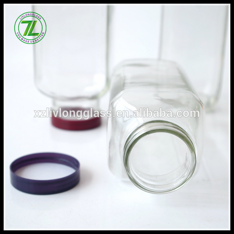 16oz 500ml Clear Cold Pressed Juice French Square Glass Bottles for Juice Milk