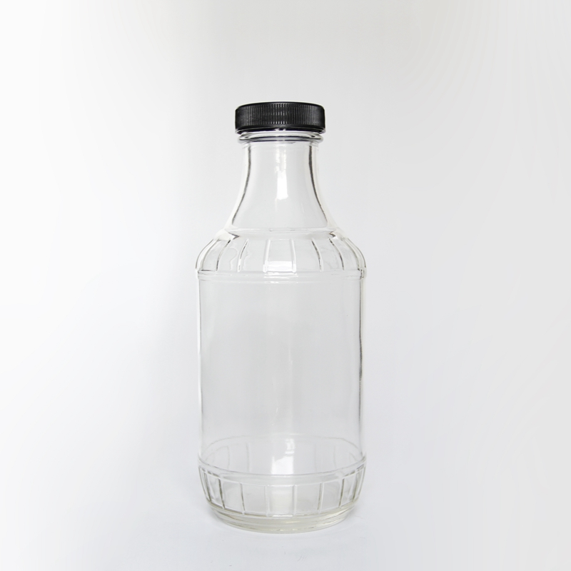 16oz 500ml Clear Glass BBQ Sauce Bottle With Plastic Cap For Cooking