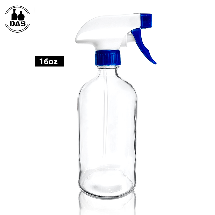 16oz 500ml Colorful Empty Frosted Coated Disinfectant Spray Boston Round Glass Bottle with Trigger Sprayer