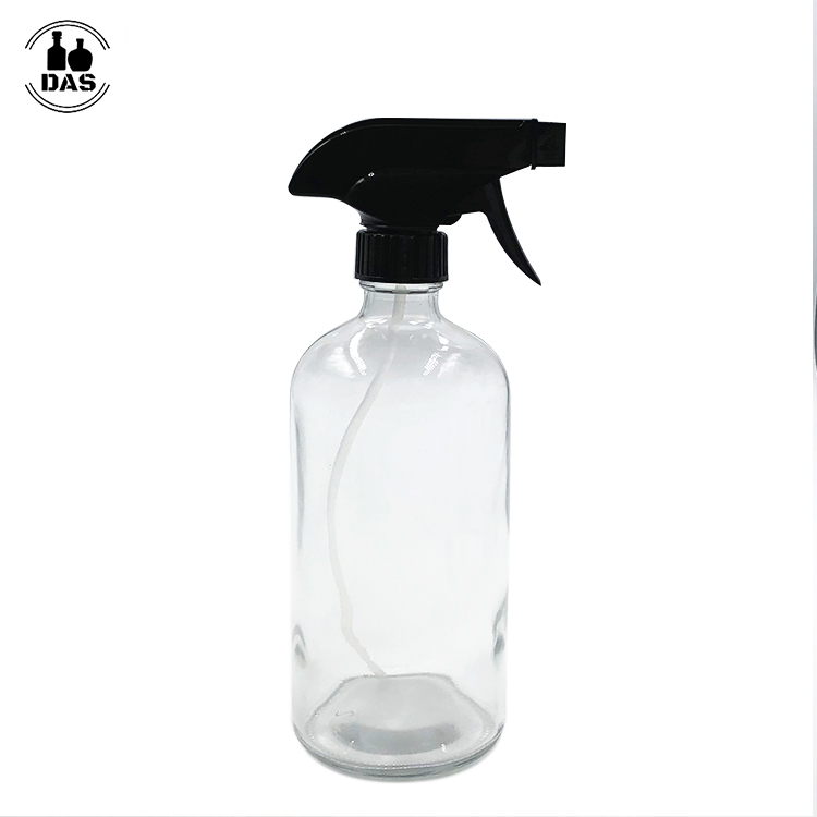 16oz 500ml Colorful Empty Frosted Coated Disinfectant Spray Boston Round Glass Bottle with Trigger Sprayer