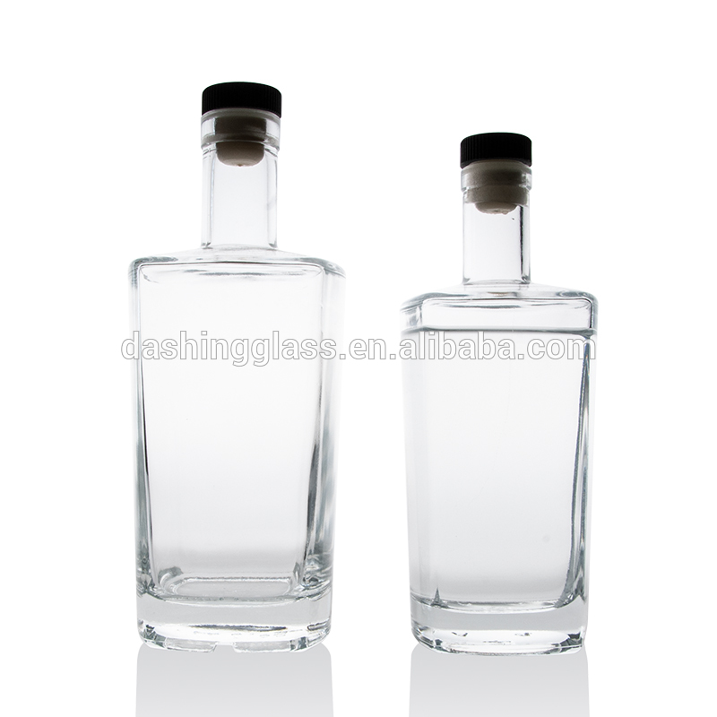 16oz 500ml Glass Cork Top Lid Square Glass Liquor Alcohol Spirit Whiskey Bottle Vodka Bottle