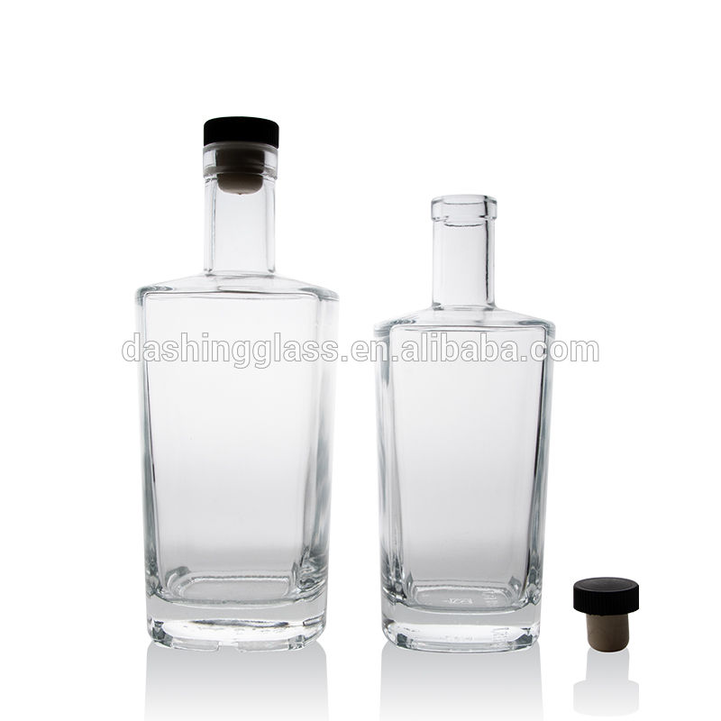 16oz 500ml Glass Cork Top Lid Square Glass Liquor Alcohol Spirit Whiskey Bottle Vodka Bottle