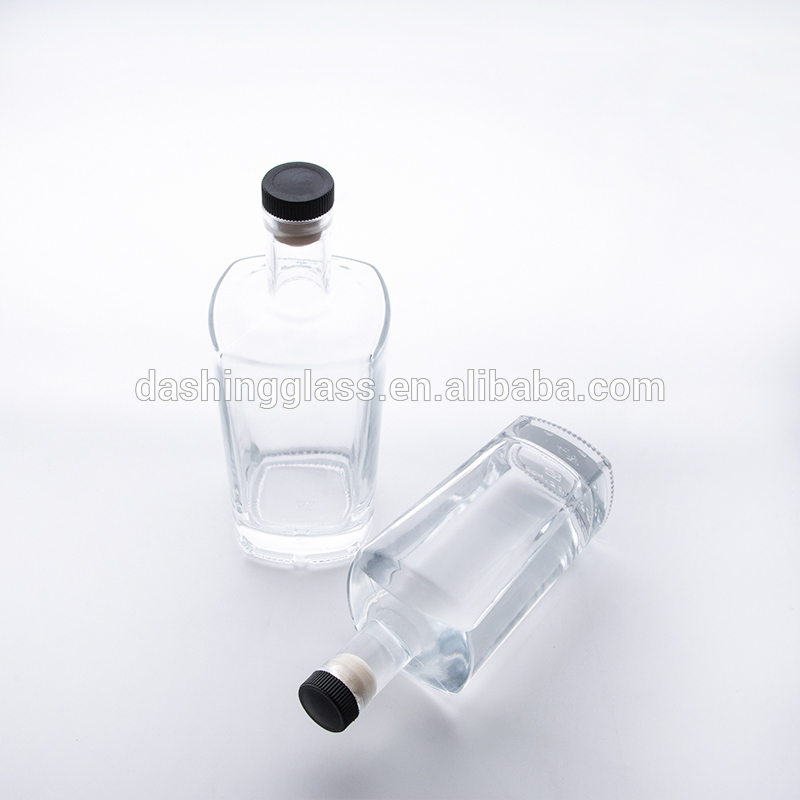 16oz 500ml Glass Cork Top Lid Square Glass Liquor Alcohol Spirit Whiskey Bottle Vodka Bottle