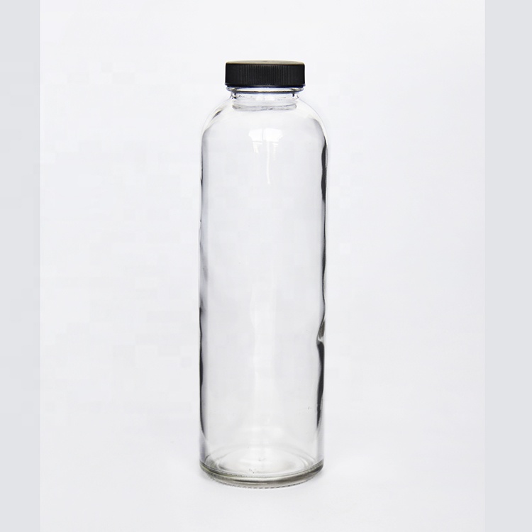 16oz 500ml Kombucha Glass Bottle Cylinder Round Glass Bottle For Juice Beverage With Plastic Screw Lid