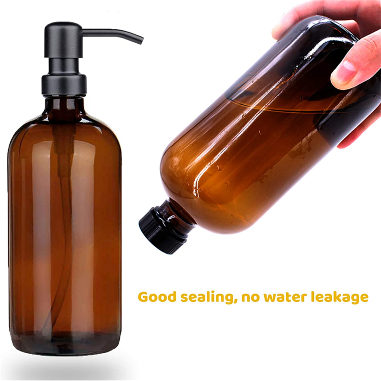 16oz 500ml Premium Bathroom Liquid Hand Soap Dispensers Glass Bottle with Stainless Steel Pump