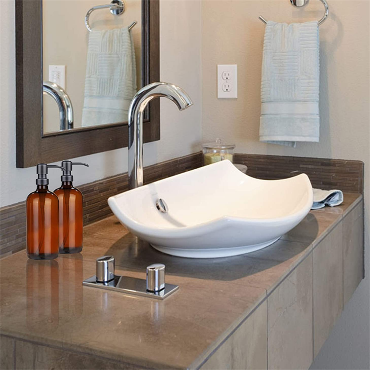 16oz 500ml Premium Bathroom Liquid Hand Soap Dispensers Glass Bottle with Stainless Steel Pump