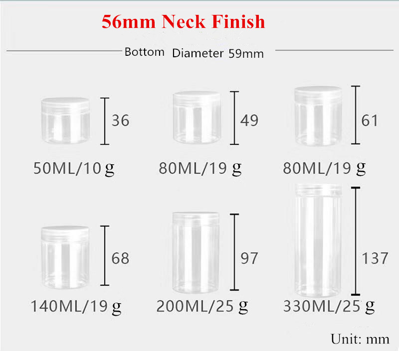 16oz 500ml Transparent PET food grade empty cylinder candy plastic jar with aluminium lid