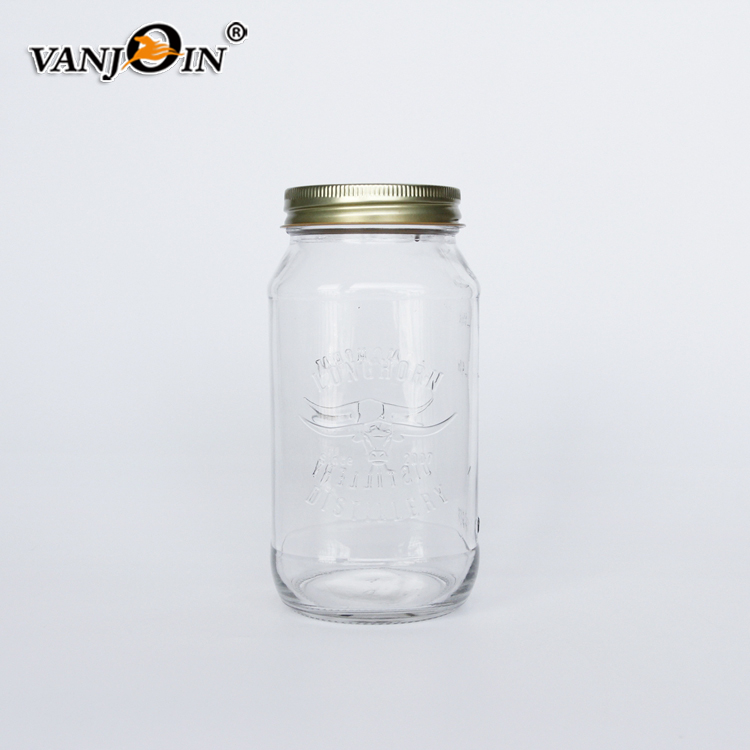 16oz 500ml Wide Mouth Glass Jar With Pour Spout Lid For Cold Press Juice Whisky Vodka
