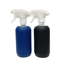 16oz 500ml clear amber cobalt blue boston round glass spray bottle with silicone sleeve custom logo