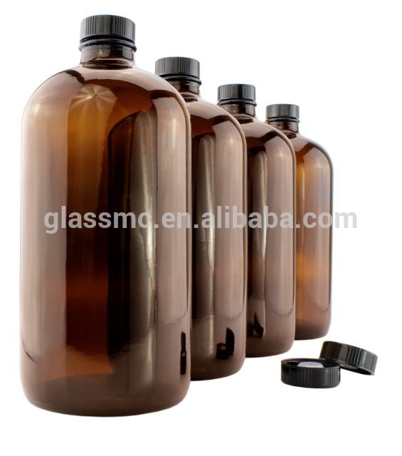 16oz 500ml empty Kombucha amber boston round glass bottle