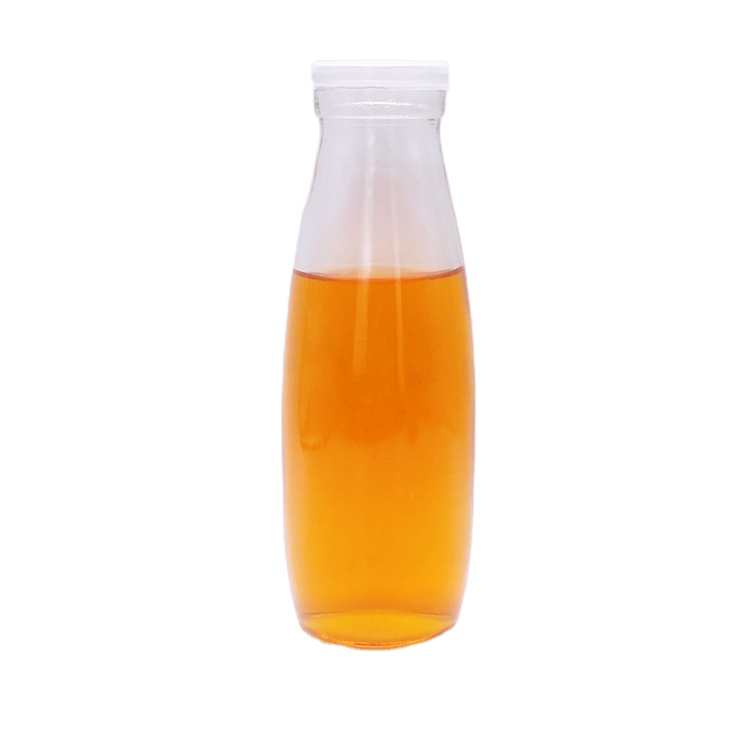 16oz 500ml empty clear glass milk juice bottle with black metal lug lid or plastic cap