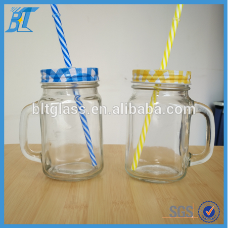 16oz 500ml glass mason jar with handle disposable crafts with lids and straws