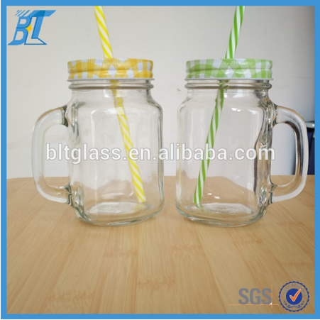 16oz 500ml glass mason jar with handle disposable crafts with lids and straws