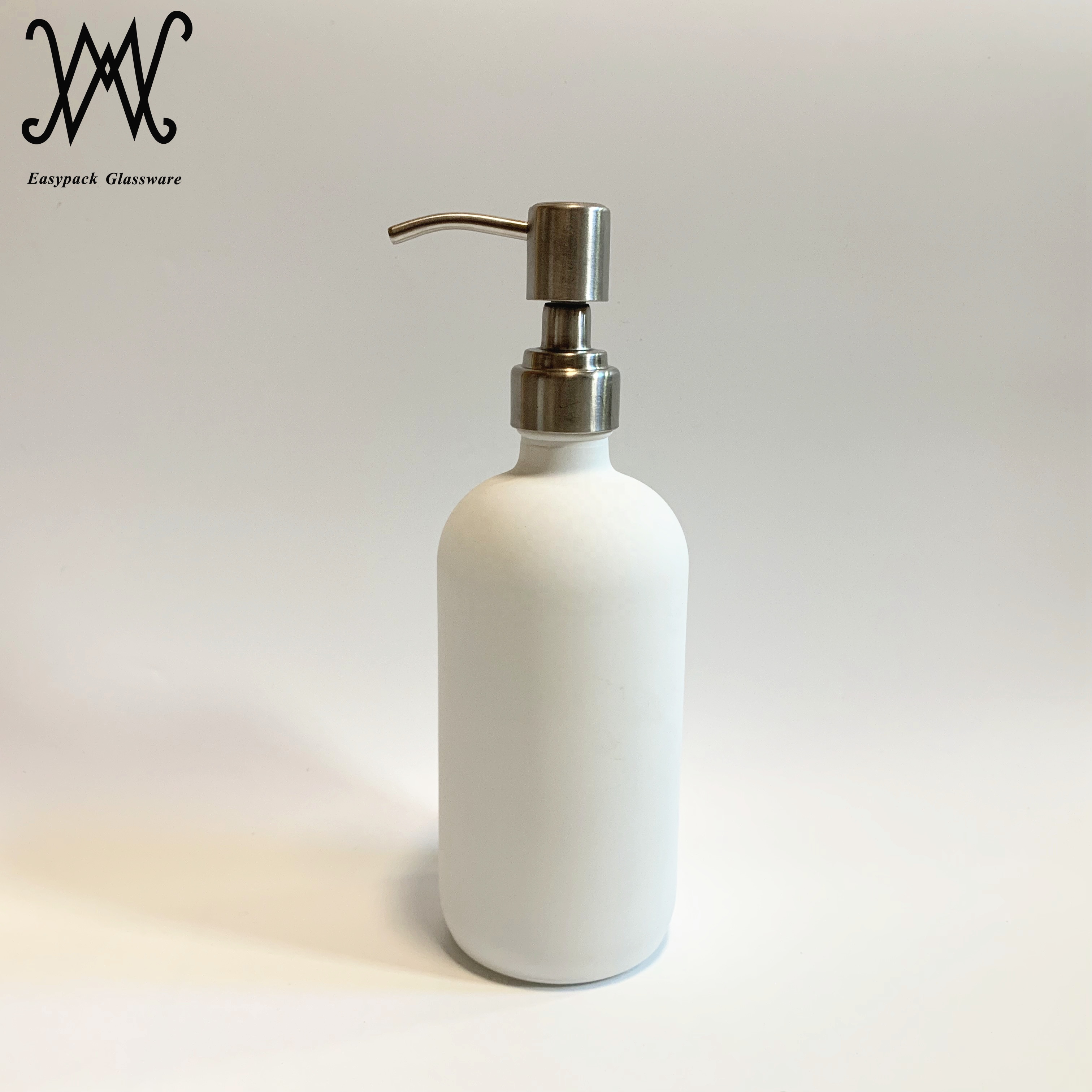 16oz 500ml white color boston round glass spray bottle with hand trigger pump