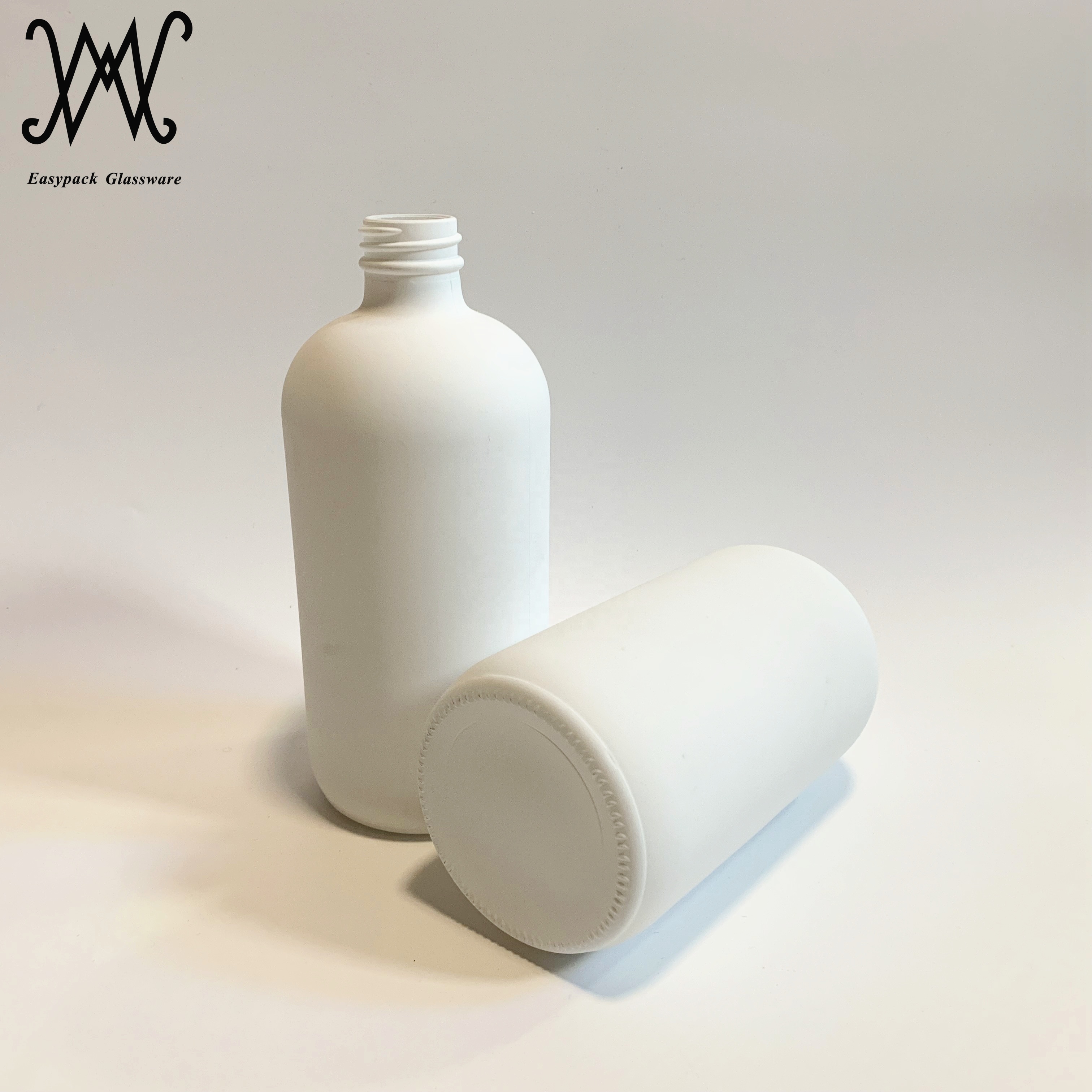 16oz 500ml white color boston round glass spray bottle with hand trigger pump