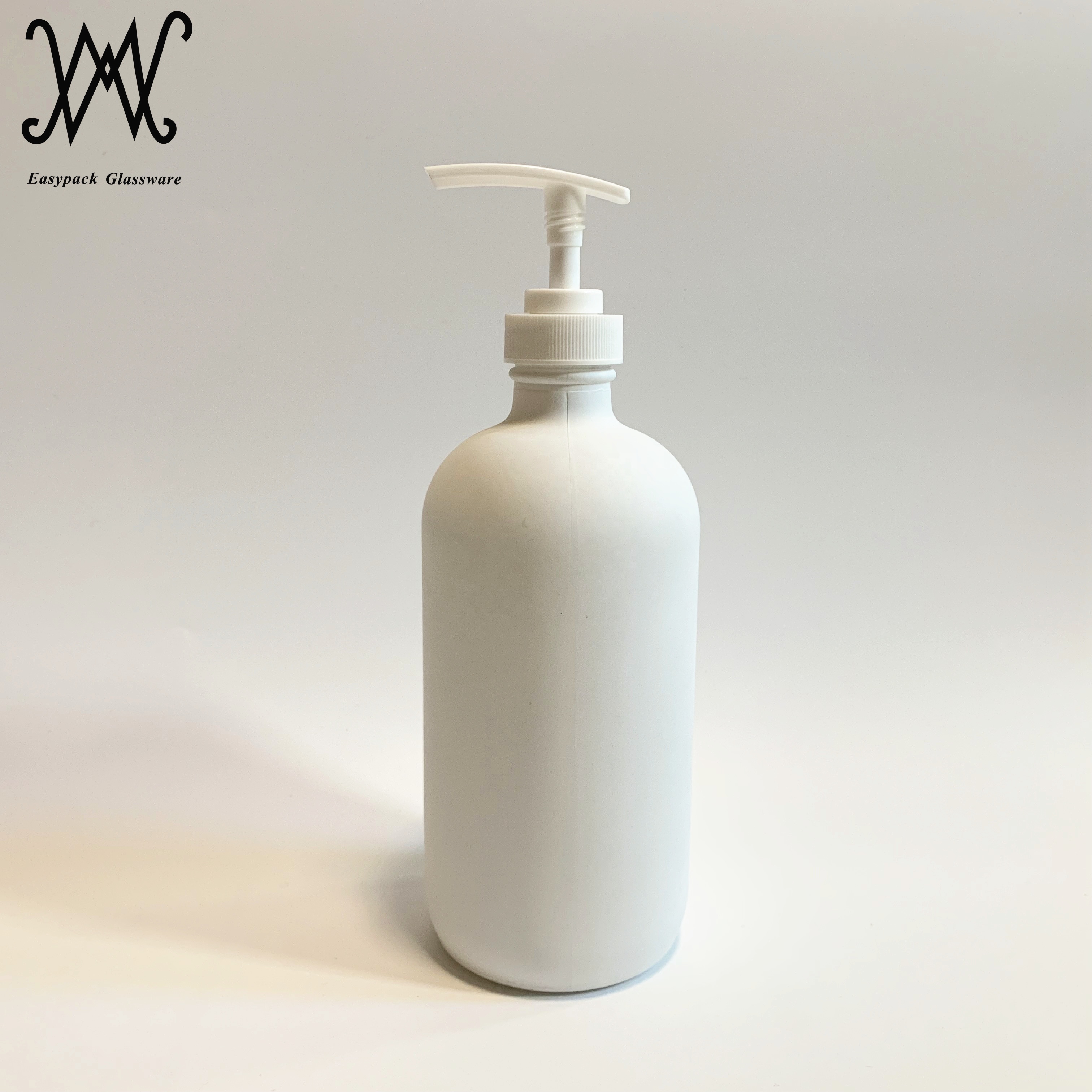 16oz 500ml white color boston round glass spray bottle with hand trigger pump