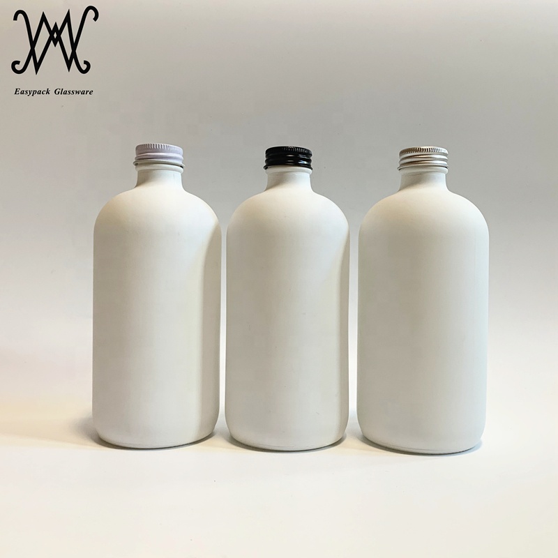 16oz 500ml white color boston round glass spray bottle with hand trigger pump