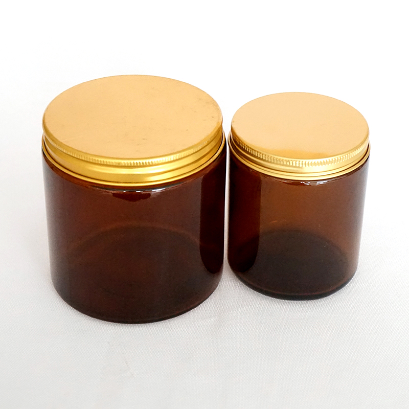 16oz 8oz amber glass jar with metal lid