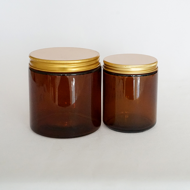 16oz 8oz amber glass jar with metal lid